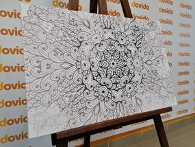 Tablou Mandala etnică de aur în design alb-negru
