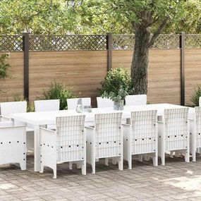 vidaXL Set de masă pentru grădină 13 pcs Alb 300 x 100 x 73 cm