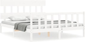 vidaXL Cadru de pat fără saltea, alb, 160x200 cm, lemn masiv pin