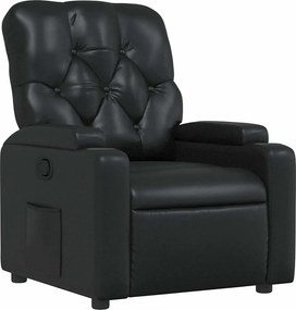 vidaXL Fotoliu rabatabil, negru, piele ecologică