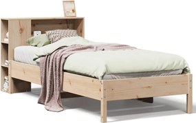 vidaXL Pat cu bibliotecă fără saltea, 75x190 cm, lemn masiv de pin