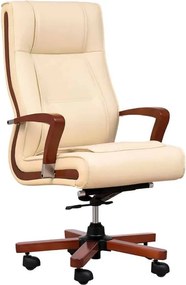 Scaun lemn masiv crem Toronto Model T3 Coniac - Piele