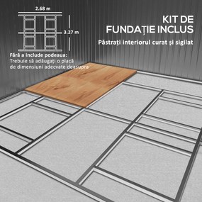 Outsunny Magazie de Unelte, Căsuță din Oțel Galvanizat, Șopron de Grădină pentru Organizare și Depozitare, 3.4x3.86x2 m, Galben | Aosom Romania