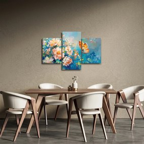 Tablou - Fluture și flori, pictură în ulei II. (90x60 cm)