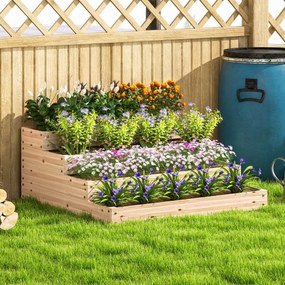 Outsunny Cadrul de grădină patrat fără fund, 4 etaje pentru plante, legume, fructe, flori, 113 x 113 x 46 cm lemn natural | Aosom Romania