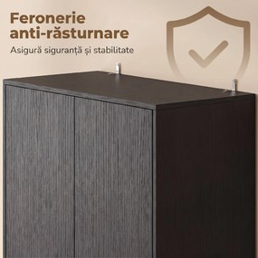 HOMCOM Cămară de bucătărie 170 cm, dulap cu raft reglabil, negru aspect lemn | Aosom Romania