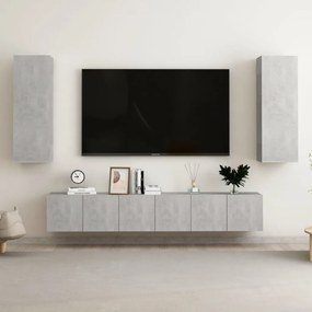 Set dulap TV, 5 piese, gri beton, PAL Gri beton, 60 x 30 x 30 cm (3 pcs), 1