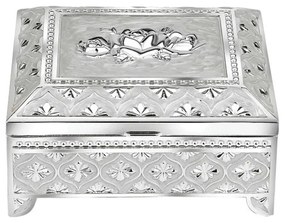 Caseta bijuterii argintata Pearl 12x10x6cm, Alb