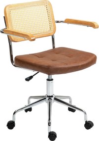 HOMCOM Scaun de birou fotoliu de birou funcție basculantă înălțime reglabilă șezut pivotant 60l x 55,5P x 82-90H cm maro | Aosom Romania