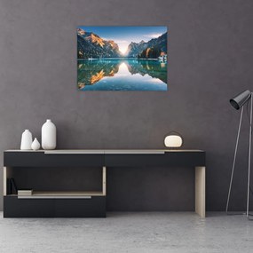 Tablou pe sticlă - Lacul montan (70x50 cm)