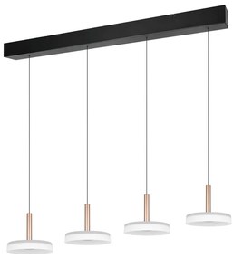 Lustră neagră-albă/aurie LED cu intensitate reglabilă cu abajur din sticlă Celeste – Trio