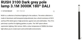 Stalp LED iluminat exterior simetric 180º IP65 RUSH 310cm 3000K DALI