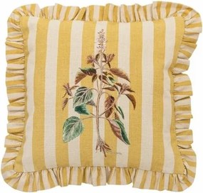 Pernă decorativă din bumbac cu volane și imprimeu floral brodat manual, 35x35 cm „Camila”