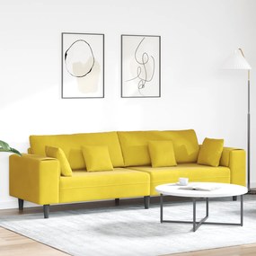 vidaXL Canapea din catifea cu pernă Galben 210 cm Catifea