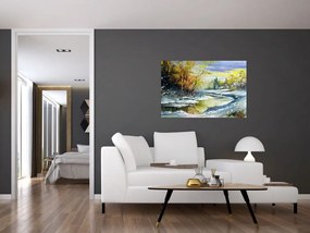 Tablou - Râu de iarnă, pictură în ulei (90x60 cm)