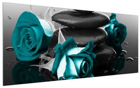 Tablou cu trandafiri albastre (120x50 cm), în 40 de alte dimensiuni noi