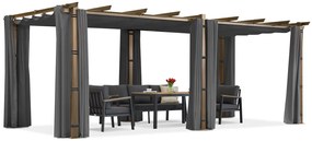 Barbados pergolă terasă 3x6 m cu perdele Garden Point woodlike-antracite