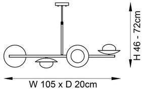 Endon 92036 - Lustră suspendată pe cablu RUFFLE 4xG9/3W/230V alamă/negru