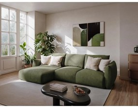 Canapea verde extensibilă cu tapițerie din chenille 230 cm Leila – Makamii