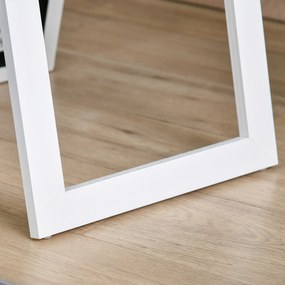 HOMCOM Oglindă Înaltă cu Suport Pliabil din MDF și Sticlă Albă | Aosom Romania