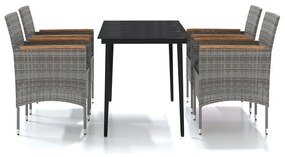 3099349 vidaXL Set de servit masa pentru grădină, 5 piese, gri și negru