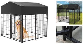 Canisa metalica de exterior pentru caini cu acoperis textil rezistent la UV