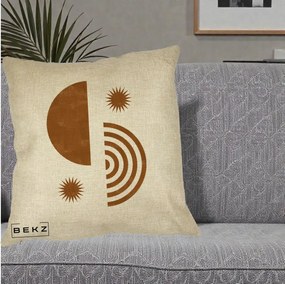 Perna Decorativa Boho Sun si Spirala, 40x40 cm, Crem, Husa Detasabila, Perna Inclusa, BEKZ®