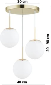 Brilagi - Lustră suspendată pe cablu MILO 3xE27/60W/230V, auriu