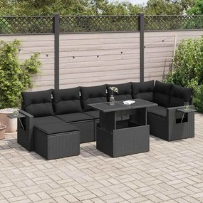 3326516 vidaXL Set mobilier de grădină cu perne, 8 piese, negru, poliratan