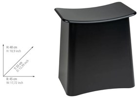 Wenko Scaun de baie cu spațiu pentru rufe Wing,negru, 45 × 33 × 48 cm
