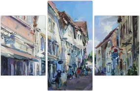 Tablou - Strada orașului vechi, pictură acrilică (90x60 cm)