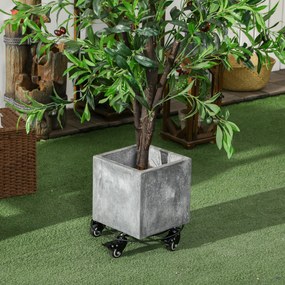 Outsunny  Carucior pentru plante metalic de 30 cm, carucior rotund pentru plante, suport pentru plante cu roti si frane | Aosom Romania