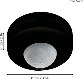 Eglo 97422 - Senzor mișcare exterior DETECT ME 6, 12 m, negru, IP44