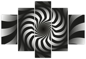 Tablou abstract cu spirala alb neagră (150x105 cm)