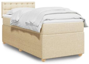 vidaXL Pat box spring cu saltea, crem, 80x200 cm, textil