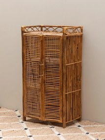 Dulap lucrat manual din rattan, cu 2 uși și 3 rafturi, "Harmonie", 56x38x110 cm