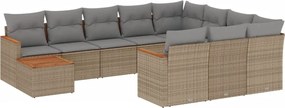 vidaXL Set canapele de grădină cu perne, 11 piese, bej, poliratan