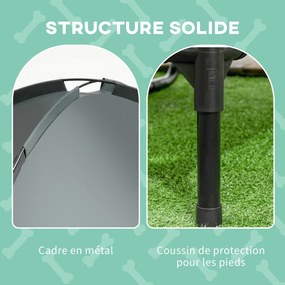 PawHut Pat pentru câini și pisici pe picioare confortabil velum anti-UV material oxford microperforat + parasol + geantă de transport inclusă gri-negru | Aosom Romania