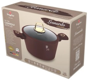 Oală cu capac 24 cm, 4.1L – Berlinger Haus BH8041, Leonardo Collection, potrivită pentru plită sau cuptor
