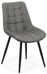 Scaun living gri BUC 206P din piele ecologică și cadru metalic vopsit