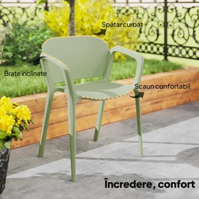 Outsunny Set de 4 Scaune Suprapozabile pentru Grădină, 60x56x75 cm, Verde | Aosom Romania