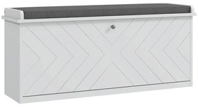 HOMCOM Banc pentru pantofi cu sertar rabatabil, pernă pentru așezare și raft reglabil, 100 x 26 x 44,5 cm, alb | Aosom Romania