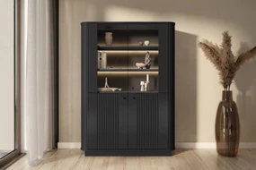Vitrină Vesper 60 cm cu mânere negre - negru