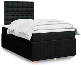vidaXL Pat box spring cu saltea, negru, 120x200 cm, textil