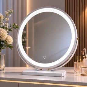 RESIGILAT- Oglindă Cosmetică LED Premium cu Control Touch și Rotire 360°, Alb