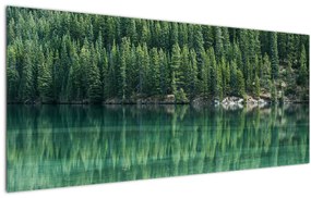 Tablou - Coniferi lângă lac (120x50 cm), în 40 de alte dimensiuni noi