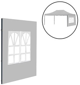 Foișor de grădină cu fereastră perete lateral prelată 3x4,5 m gri