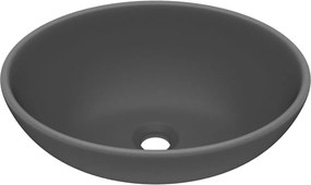 vidaXL Chiuvetă de lux, gri închis mat, 40x33cm, ceramică, formă ovală