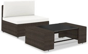 vidaXL Set mobilier de grădină, 2 piese, maro, poliratan