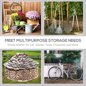 Outsunny Magazie de Grădină Multifuncțională pentru Scule, Cort, Garaj pentru mașină/bicicletă, 2x2x2 m, Gri | Aosom Romania